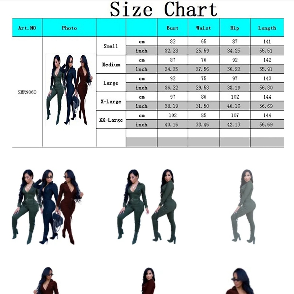 ONE PIECE BODYCON LONG SLEEVE JUMPSUIT - Picture 4 of 4